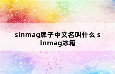 slnmag牌子中文名叫什么 slnmag冰箱